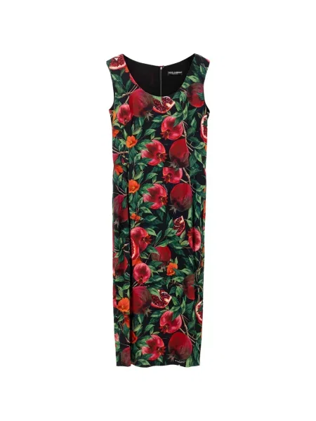 Rochie maxi Dolce & Gabbana fără mâneci cu model floral cu imagine negru