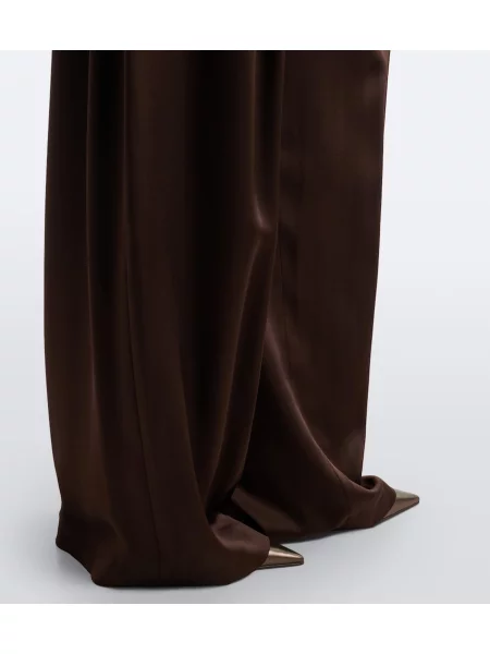 Pantaloni Brunello Cucinelli de mătase maro