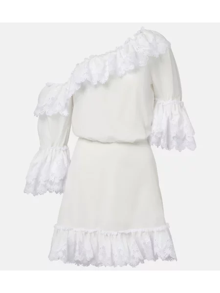 Rochie Saint Laurent cu volane din poplin alb