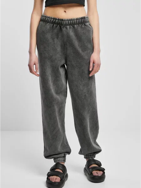 Pantaloni de jogging Urban Classics cu talie înaltă cu strasuri negru