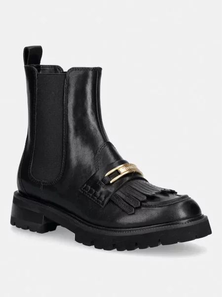 Twinset ghete scurte cu platformă pentru femei din piele negru