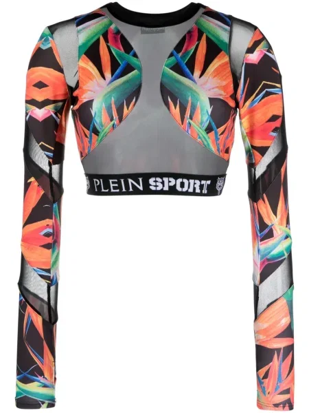 Top Plein Sport cu imagine lung negru