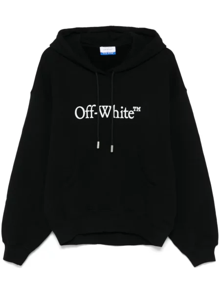 Hanorac cu glugă Off-white cu imagine alb