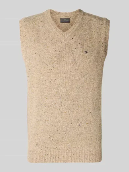 Bezrękawnik z mieszanki wełny z dekoltem w serek model ‘Donegal’ Fynch-hatton biała