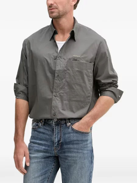 Cămașă Armani Exchange cu broderie gri