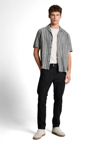 Tom Tailor Denim koszula z krótkim rękawem z lnu Mężczyźni Comfort Fit S szary