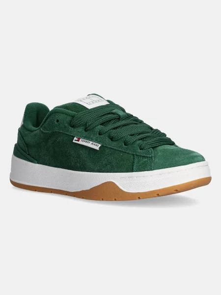 Tommy Jeans sneakers din piele intoarsă SKATE SNEAKER verde