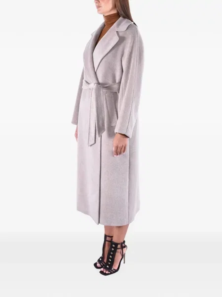 Cu centură palton Weekend Max Mara gri