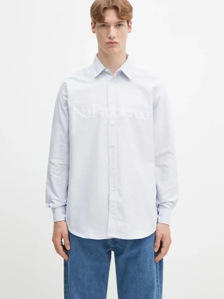 No Problemo cămașă din No Problemo LS Stripe Shirt albastru