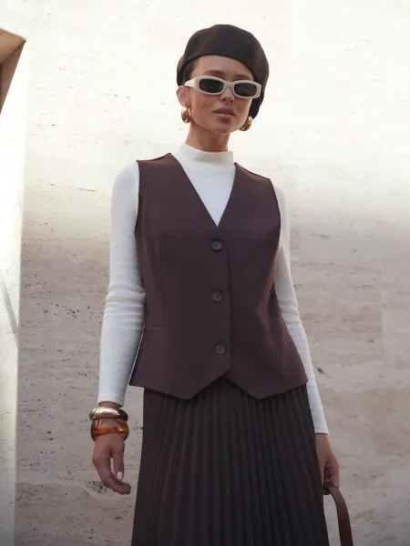 Жилет класичний Seventeen бавовна/віскоза бордовий