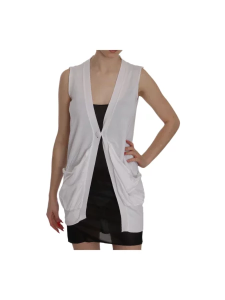 Kardigan Pink Memories z dekoltem w serek casual biały