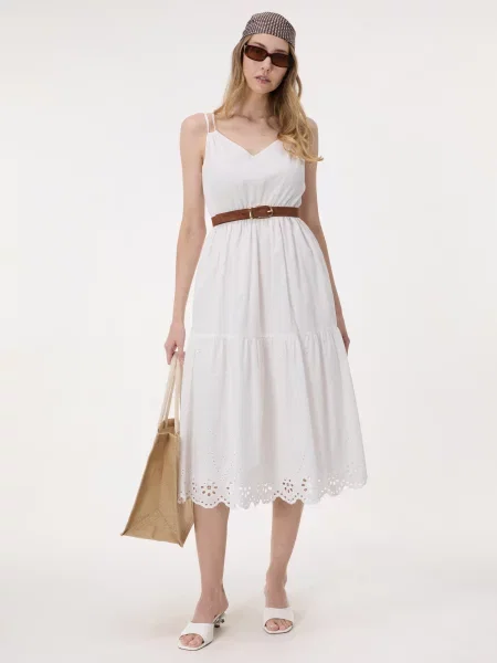Rochie midi Orsay cu broderie alb