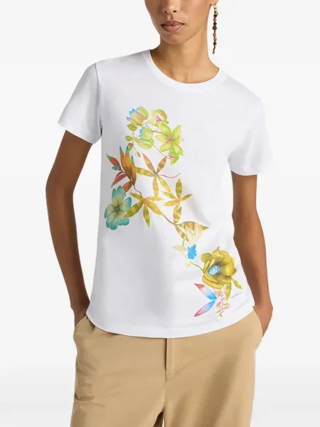 Koszulka Momoni w kwiatki z nadrukiem biała