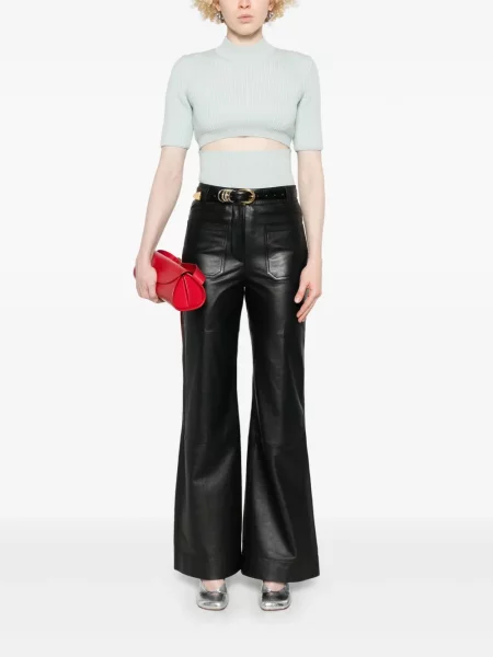 Pantaloni Victoria Beckham din piele negru