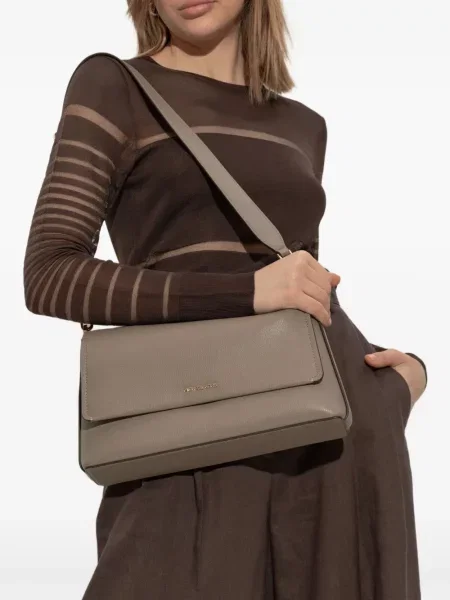 Pikowana torebka skórzana Michael Michael Kors skórzana szara