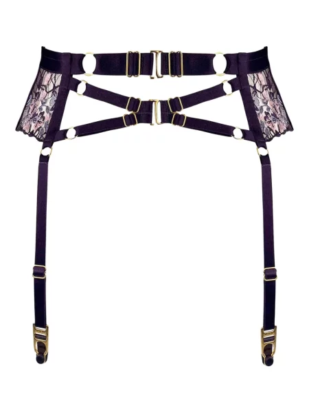 Remen Bordelle s cvjetnim printom s čipkom ljubičasta