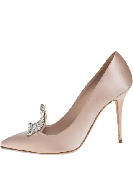 Pantofi cu toc Manolo Blahnik de cristal roz