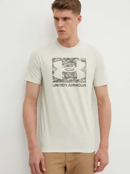 Тениска Under Armour с принт бежово