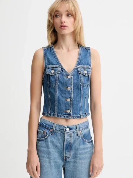 Дънков елек Levi's с едно копче синьо