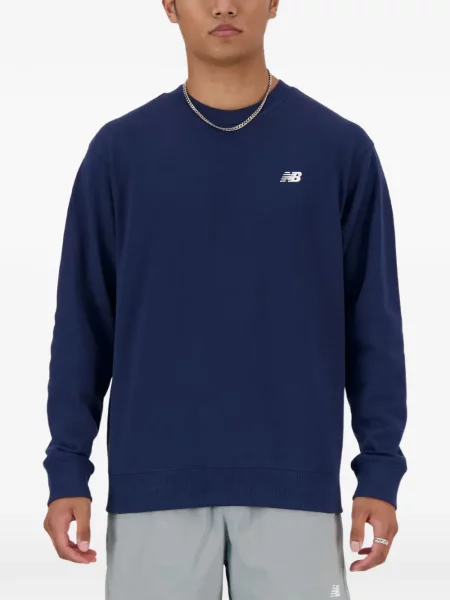 Hanorac crewneck New Balance cu decolteu rotund albastru