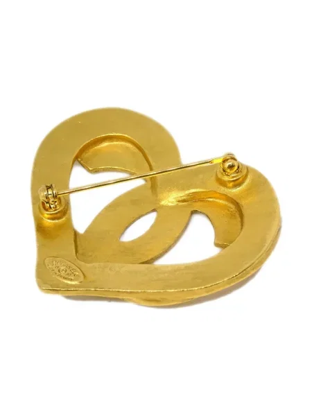 Brož Chanel Pre-owned se srdcovým vzorem zlatá