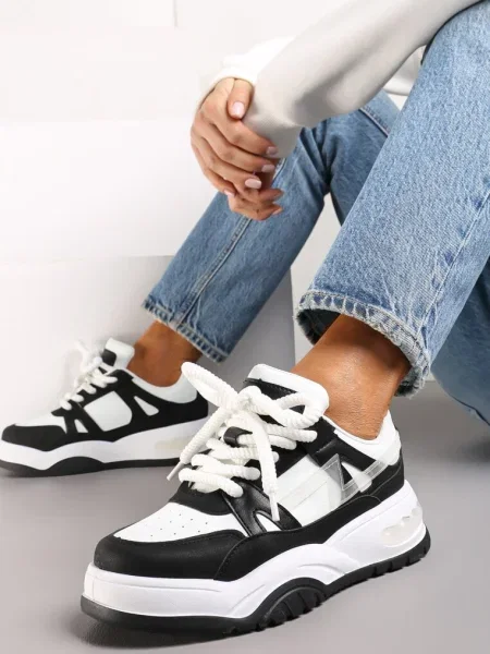 Sneakerși cu Talpă Groasă și șireturi Late Iniestra negri