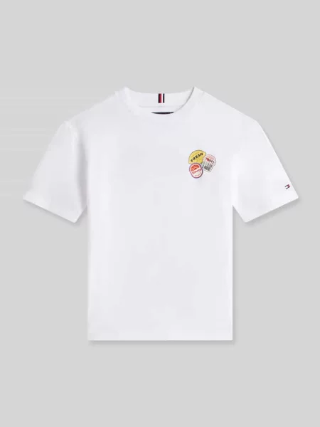 Męski t-shirt o kroju regular fit z czystej bawełny Tommy Hilfiger Teens biała