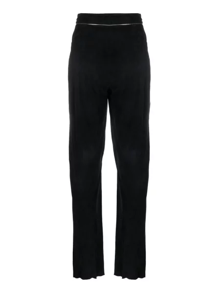 Kožené pás kalhoty Versace Pre-owned s vázáním černé