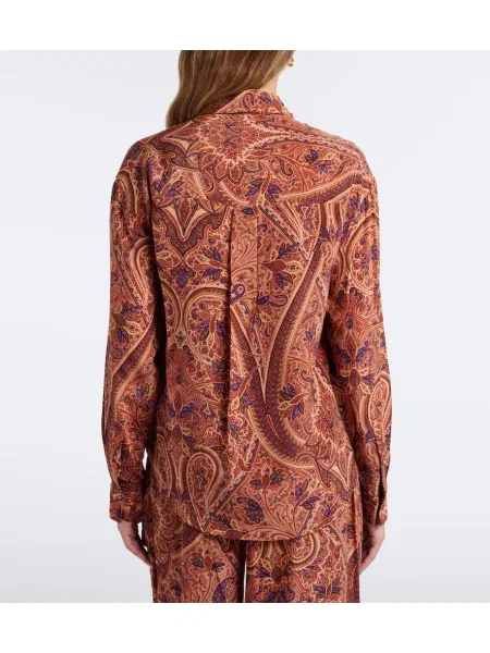 Svilena bluza Ulla Johnson vezi rjava