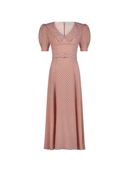 Cu centură rochie midi Adamaris cu buline roz