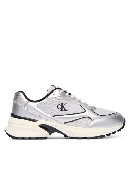 Αθλητικά Calvin Klein Hike Runner Laceup Mesh Mix Met Ασημί