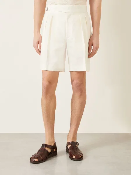 Ralph Lauren Purple Label Lněné Šortky krémová fialové