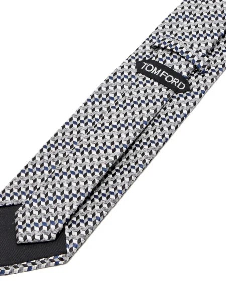 Cravată Tom Ford cu imprimeu geometric alb