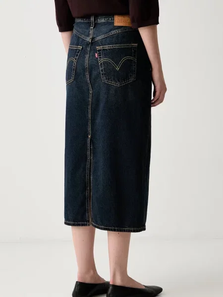 Levi's spódnica jeansowa DECON SLIT MIDI granatowa