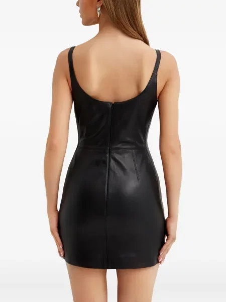 Rochie mini David Koma din piele de costum negru