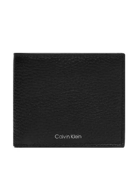 Portfel z detalem z logo Calvin Klein czarny