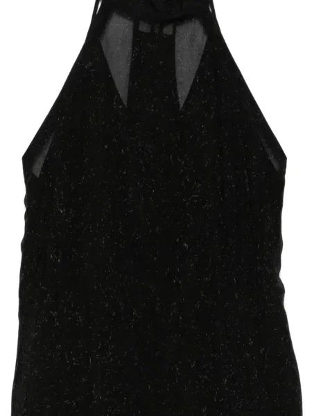 Rochie maxi Alysi cu gât halter de costum negru