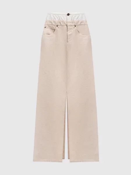 Юбка макси Maison Margiela с разрезом бежевая
