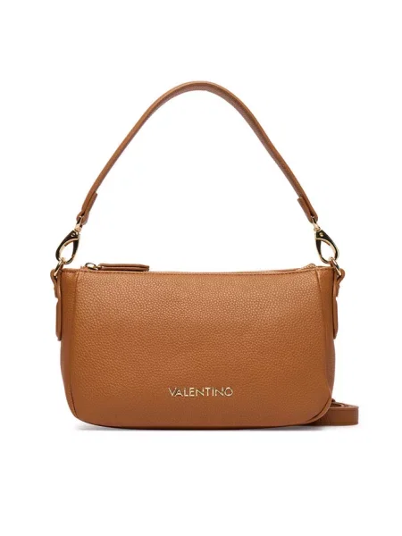 Lniana torebka Valentino Bags brązowa