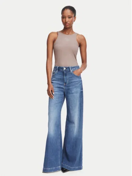 Guess Džínsy Wide Leg modrá