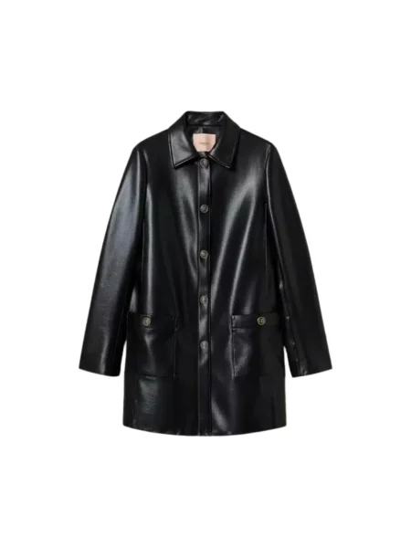 Trencz Twinset skórzany czarny