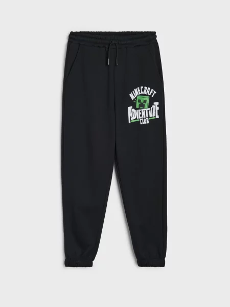 Sinsay Tepláky loose jogger Minecraft černá