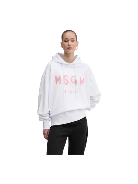 MSGM bluza z kapturem z nadrukiem biały