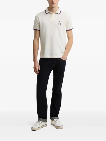 Tricou polo Barbour alb
