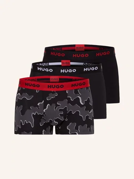 Hugo Boxerky 3 Kusy V Balení černá/ šedá/ červená černé