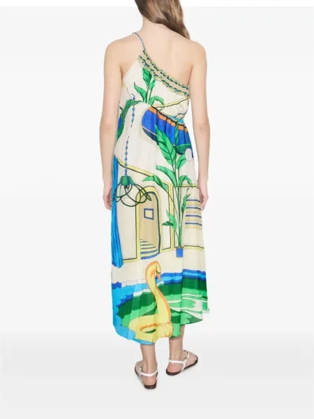 Félvállas ruha Tory Burch nyomtatás