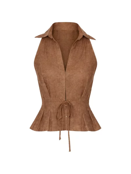 Kołnierzykowy kamizelka Hevron brązowa
