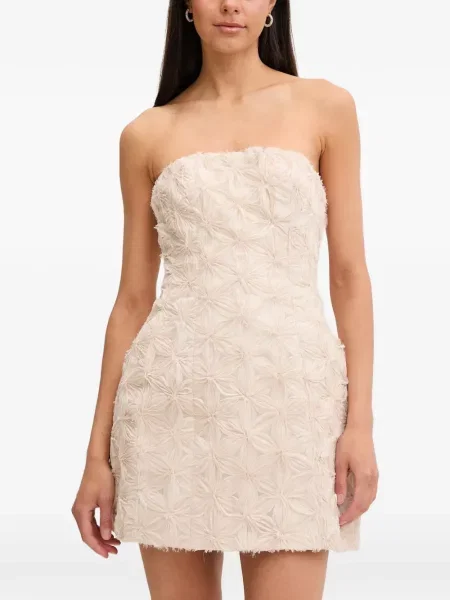 Rochie mini Bardot cu model floral fără bretele