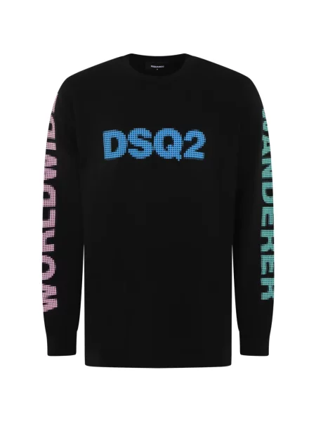 Lung tricou Dsquared2 cu imagine negru