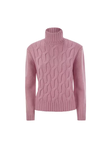 Sweter z golfem Mc2 Saint Barth wełniany do golfa różowy